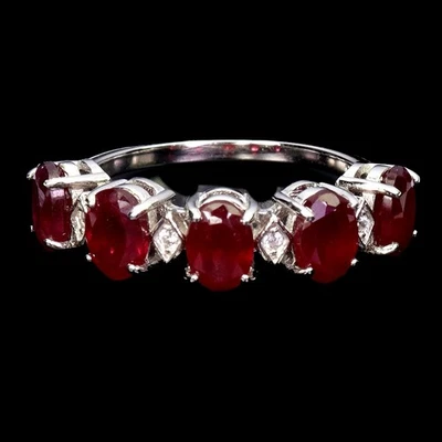 925 Sterling Silver Ring Oval Ruby 6x4mm Natural Gemstone Jewelry Size 7 - Image 1 of 4