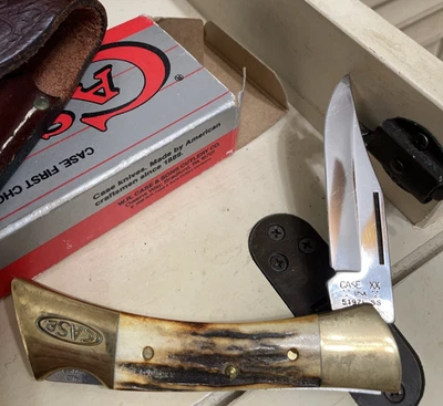 CASE  5197 L SS Stag Lockback Knife original box sheath - Image 1 of 4