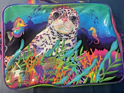 Lisa Frank Vintage Seal Ocean Bolsa de Lona/Bolso de Dormir Azul Transparente Espalda 14x10,25x4,5 Foto 1 de 4