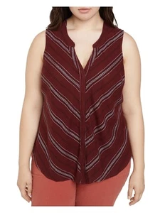 SANCTUARY Womens Maroon Button Up Round Hem Vented Back Split Tank Top Plus 1X - Picture 1 of 6