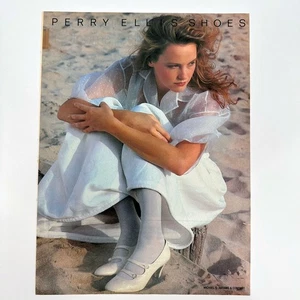 Perry Ellis Shoes Blond Woman on Beach Vintage Magazine Print Ad 1983 - Picture 1 of 1
