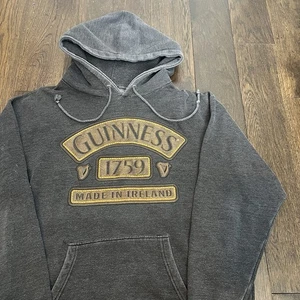 Felpa nera con cappuccio vintage Guinness grande Irlanda birra alcool autentica difetto Guinness - Foto 1 di 8