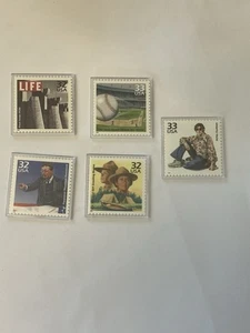 5 Stamps In Cases 70s Fashion Boy Scout Theodore Roosevelt Life Pennant Race - Picture 1 of 10
