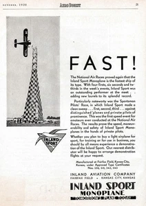 1930 Inland Sport Aircraft Ad 9/19/2025l - Picture 1 of 1