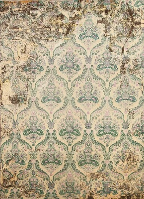 Damask Pattern Modern Area Rug 8x10 Handmade Wool/ Silk Vegetable Dye Carpet - Image 1 of 4