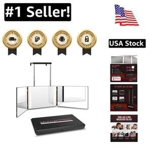 Verstellbarer 3-Wege Spiegel mit Beleuchtung - tragbare Selbstschneidlösung für Männer & Frauen - Bild 1 von 11