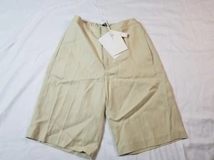 Nuevo con etiquetas Pantalones Cortos Loulou Studio Mujer L Marfil Viscosa Lino Hecho en Europa Informal - Imagen 1 de 11