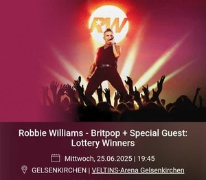 Zwei Sitzplatz-Tickets Robbie Williams, 25.06.2025, Gelsenkirchen, PK1 - Bild 1 von 2
