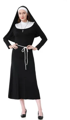 Colorido Conjunto de Disfraz de Monja Mujer Casa Adulto Tradicional Monja Profesional Foto 1 de 4