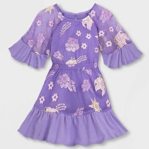 DISNEY Girls Princess Rapunzel Dress 5/6 Disney Store Tangled Purple Embroidered - Picture 1 of 14