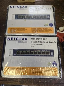 (2) NETGEAR ProSafe 8-Port Gigabit Desktop Switch 10/100/1000 Mbps - GS108 NEW - Picture 1 of 3