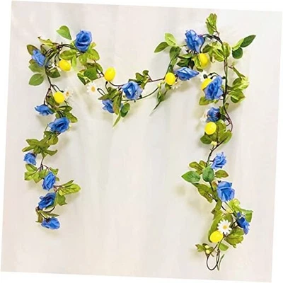 Guirnalda de vid rosa limón artificial, flor de fruta artificial verde limón + rosa Foto 1 de 4