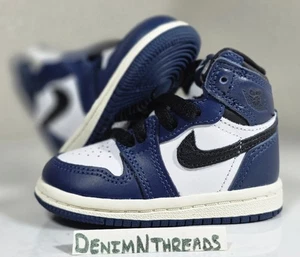 Nike Air Jordan 1 Retro Alto OG Azul Marino Blanco Bebé Niño Pequeño Talla 4C NUEVO FD1413-401  - Imagen 1 de 6