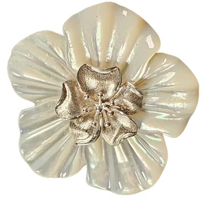 Whitney Kelly Mother of Pearl & Silver Pendant Brooch White Floral 925 Sterling - Picture 1 of 9