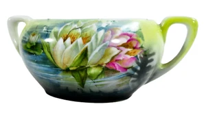 Vintage RS Germany Porcelain Sugar Bowl No Lid White & Pink Water Lilies - Picture 1 of 12