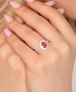 Real Red Ruby Engagement Ring 925 Sterling Silver Vintage Ruby Jewelry For Women - Picture 1 of 4