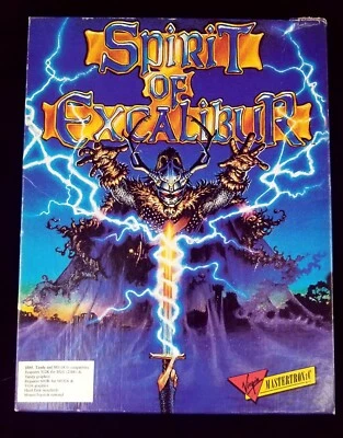 Spirit of Excalibur Virgin Games IBM PC 3.5" Big Box PC 1990 4 discs manual map - Image 1 of 4