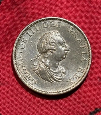 Authentic 1799 George III Revolutionary War Era Colonial Halfpenny V. Nice SOHO - Image 1 of 4