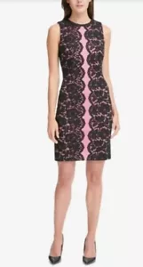 Tommy Hilfiger Floral Lace Scuba Crepe Sheath Evening Dress 2US 8UK - Picture 1 of 5