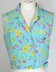[DDP] CHANEL Floral Silk Sleeveless Blouse Size 36 Coco Mark Buttons Shirt 97P  - Picture 1 of 10