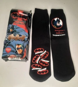 NEW! Vintage 1997 Batman & Robin Slipper Socks Kids One Size Fits All - Picture 1 of 6