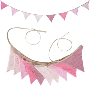 2.6 Meters Nursery Fabric Bunting Garlands Baby Shower Bunting Banner Cotton Pen - Picture 1 of 2