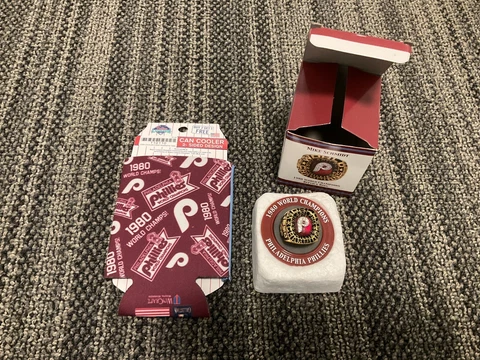 PHILLIES MIKE SCHMIDT 1980 WORLD SERIES REPLICA RING & KOOZIE SGA Cover
