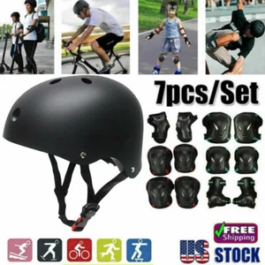 7-teiliges Set Helm Knie Ellenbogen Erwachsene Jugendliche Kinder Skateboard Sicherheit Schutzausrüstung - Bild 1 von 15