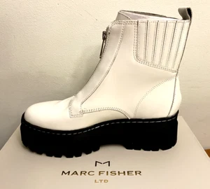 Marc Fisher Women's Prisco Leather Front Zipper Ankle Boot Shoe - Ivory - 5.5M - Picture 1 of 4