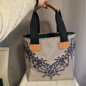 Consuela Bags Violet Classic Tote Blue/Silver Floral Handbag Purse DISCONTINUED - Picture 1 of 16