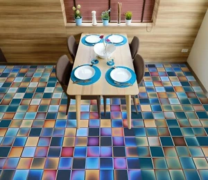 Calcomanía de papel tapiz de piso 3D azulejos de colores 40RAIN54 murales estampado de pared AJ miel - Imagen 1 de 5