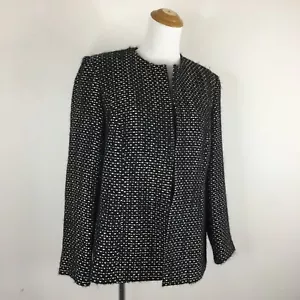 Giacca MARINA RINALDI Italy nera glitter panna tweed misto lana tg 23-large - Foto 1 di 9