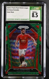 Panini Prizm Premier League 12 2020 Bruno Fernandes Green Wave CSG 8,5 - Imagen 1 de 2