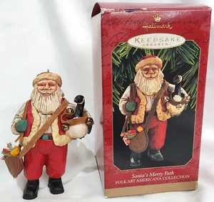 Hallmark Folk Art Americana SANTA'S MERRY PATH Christmas Ornament faux carved - Picture 1 of 12