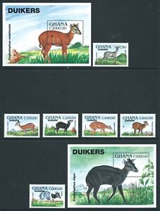 GHANA 1994 SG2044/MS50 2 MS +set 6 Duikers Antelopes unmounted mint. Cat £13.50