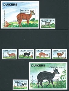 GHANA 1994 SG2044/MS50 2 MS +set 6 Duikers Antelopes unmounted mint. Cat £13.50 - Picture 1 of 1