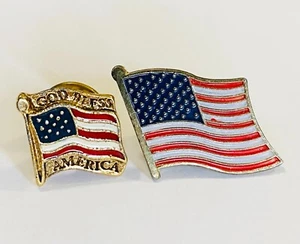 God Bless America Flag Pin Badge Pair Rare Vintage (G1) - Picture 1 of 2
