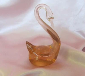 VINTAGE ITALIAN MURANO CRYSTAL GLASS SWAN FIGURINE HANDMADE - Picture 1 of 10