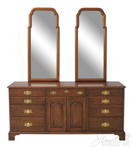 59169EC: HENKEL HARRIS Cherry Triple Dresser w. 2 Mirrors Cover