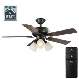 Hampton Bay Riley 44in. Indoor LED Bronze Ceiling Fan w 5 Blades,Light Kit+Remot - Picture 1 of 16