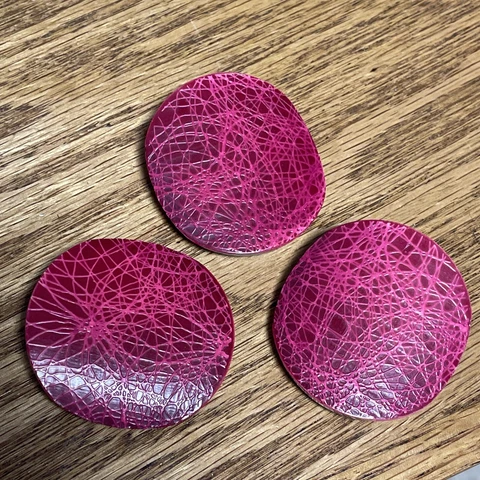 MCM Red Raspberry Celluloid Shank Textured Buttons Coat 42mm Spider Web 3 Cover
