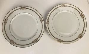 2 Theodore Haviland Limoges France 9 5/8" Dinner Plate Pink Gold Schleiger - Bild 1 von 6