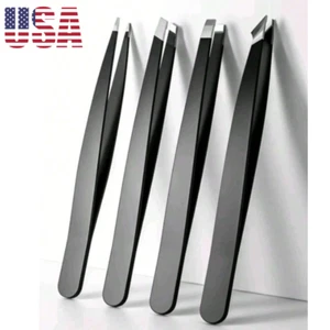 4 Pcs Professional Stainless Steel Precision Tweezers Set For Eyebrows Trimmers - Picture 1 of 5