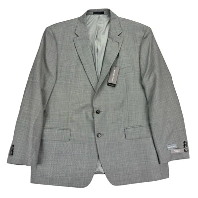 Костюм Michael Kors мужской классический крой клетчатый эластичный шерстяная смесь куртка серый 44L - Изображение 1 из 4