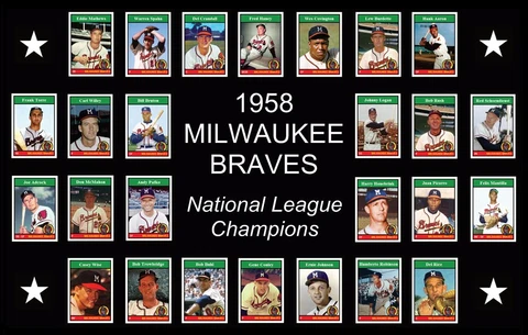 1958 MILWAUKEE BRAVES Baseball Card POSTER Hank Aaron Eddie Mathews Warren Spahn Cover