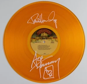 KISS JSA Paul Stanley Ace Frehley Autograph Signed Record RNRO Orange Colored - Picture 1 of 5