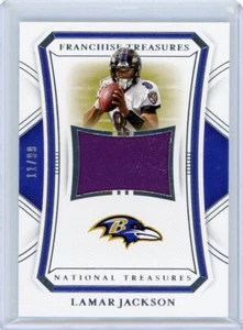 Panini National Treasures Franchise Treasures Relic 2020 FT-LM Lamar Jackson/99 - Imagen 1 de 2