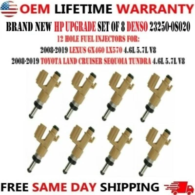 Nuevo juego de inyectores de combustible DENSO UPGRADE de 8 HP UPGRADE para 08-19 Lexus y Toyota 4,6 L 5,7 L Foto 1 de 4