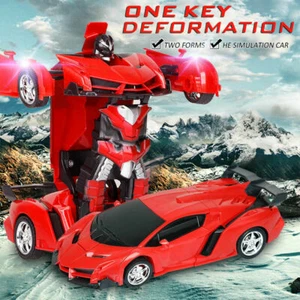 2 IN 1 1:18 Transformer RC Robot Car Radio Remote Control Kids Boys Vehicle Toys - Picture 1 of 10