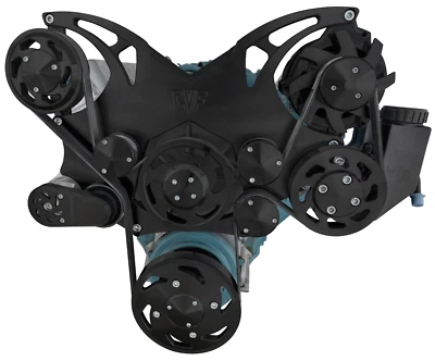 New Pontiac Serpentine System for 350-400, 428 & 455 ALL INCLUSIVE BLACK w/o AC - Image 1 of 3